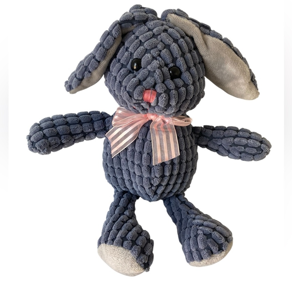 Hobby Lobby Bunny Rabbit‎ 12" Stuffed Plush Purple Gray Pink Ribbon